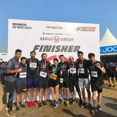 The Devil's Circuit finisher photo! Our team stands proud after conquering the course together. This is the result of months of dedicated training and unwavering team support.