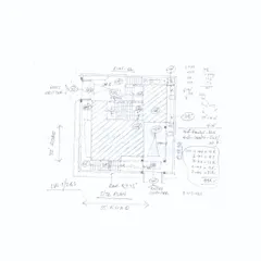 A hand-drawn site plan for 'Nachiar Illam', mapping out the building's footprint, entry points, and relationship to the roads on a challenging corner plot.
