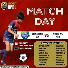 It's Match Day! Our Under-13 squad list for the DPDL game against Roots FC Red at the SUFC Ground.