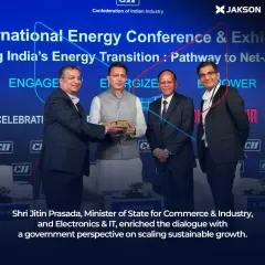 We engage with key government stakeholders to scale sustainable growth. Here, our Chairman presents a memento to Shri Jitin Prasada, Minister of State, enriching the dialogue on India's energy transition with a government perspective.