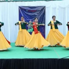 The 'chakkar', or spin, is one of the most exhilarating elements of Kathak. This moment, captured during our Annual Day performance, shows a student executing a spin with grace and control, showcasing the technical precision and energy we cultivate in our dancers.