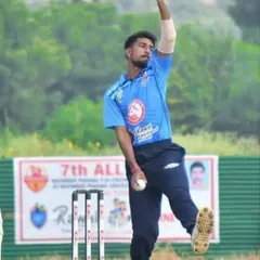 A duplicate of image 6, showing a bowler at the point of release. This captures the athletic power required for pace bowling, a key skill we develop in our players.