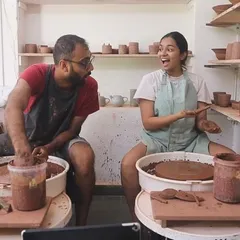 Meet us, Mahanth and Shreya. We're partners in life and in the studio. We started Mudlife to build a space that feels like a warm, inclusive home where anyone can come to create and unwind.