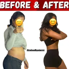 A complete body recomposition, transforming from an apple to an hourglass shape. This client’s results show how my tailored nutrition and training plans for women focus on building curves and shedding fat in the right places.