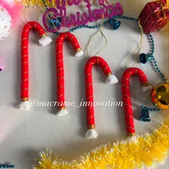My handmade macrame candy canes are a classic Christmas decoration. They look so cute hanging on a tree or as part of a gift wrapping.