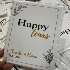 For all the happy tears on your big day. These custom-printed tissue packs are a small, thoughtful detail that your guests will surely appreciate.