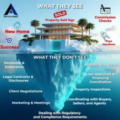 This iceberg graphic tells the real story of property development. What people see is the success, but beneath the surface is the hard work: endless site visits, legal paperwork, client negotiations, and meticulous planning. This is the dedication I bring to every project.