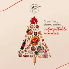 Great food, shared smiles, unforgettable memories. This Christmas tree graphic, made of my festive food items, captures the spirit of my holiday offerings.
