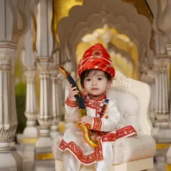 Celebrating our heritage with a Chhatrapati Shivaji Maharaj themed photoshoot. I provide the complete traditional attire and props to create a powerful and respectful portrait for your little one.