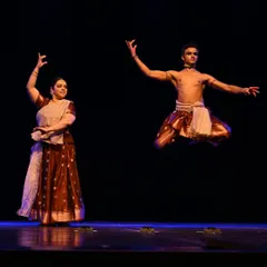 The stage is a space for dialogue. This moment is from 'Raag Raagini', my duet production with the brilliant Bharatanatyam artist Parshwanath Upadhye. It shows how two distinct classical styles can converse and create something new together.
