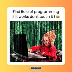 The first rule of programming: if it works, don't touch it. This classic, funny meme will get a laugh from any parent who has worked with technology.