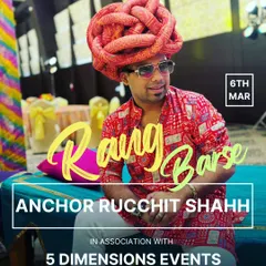 An event poster for "Rang Barse," a corporate Holi party I've hosted for five consecutive years. My experience ensures a professional yet incredibly fun event.