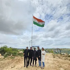 Posing proudly with the Indian flag after our patriotic performance at Utopiaa on Independence Day.