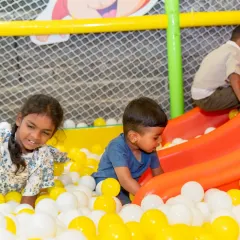 Social interaction is a key benefit of play. In our ball pit, children are not just playing but also learning to share, take turns, and communicate with each other, building important early childhood social skills.