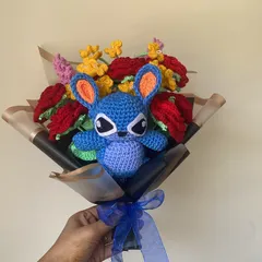 Here is a custom bouquet I made featuring Stitch. I love combining beloved characters with my forever flowers to create a gift that is personal, unique, and will never wilt.