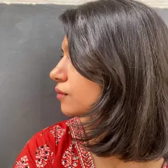 A classic bob haircut for a client ready to go back to short hair. This wash-and-go style is perfect for happy hair days and easy maintenance.
