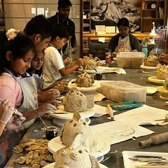 This is what pure focus and fun looks like. Our young ceramicists get completely absorbed in sculpting their unique pufferfish, learning pinch pot and sculpting techniques along the way in our kids' clay workshop.