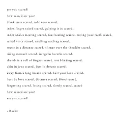A poem titled 'are you scared?'.