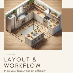 The first step in any kitchen design is planning the layout and workflow. I design the kitchen triangle (sink, stove, fridge) to be efficient, making cooking and cleaning easier.