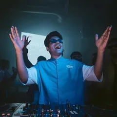 These nights are what make it all worth it. A shot of me with hands up, feeling the music and the crowd's energy.