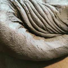 The texture of the canvas on my work surface is imprinted on the clay during kneading. This stage of preparation is meditative and foundational to everything I make.