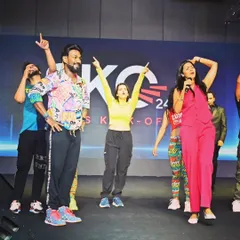 On stage with an amazing crew for a Zumba kick-off event. Leading sessions with other talented instructors brings a diverse and powerful energy to corporate fitness.