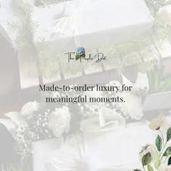 Made-to-order luxury for meaningful moments. This graphic overlay on an elegant white gift box reinforces my commitment to creating bespoke, timeless gifts for any celebration.