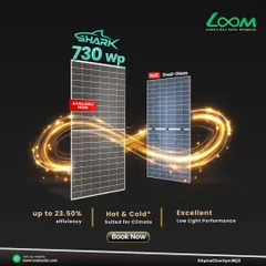 The SHARK 730 Wp panel with HJT Dual-Glass technology is built to outperform in all conditions, hot or cold. Its bifacial design captures sunlight from both sides, maximizing energy generation and delivering a faster return on investment.