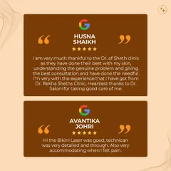 Your trust is our greatest achievement. Here are reviews from clients who have experienced our laser hair reduction services, highlighting our thorough, accommodating, and effective approach to care.
