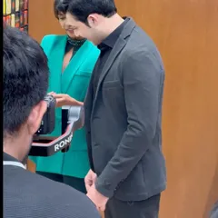 Working closely with a co-actor and the camera operator for a scene. Good communication and chemistry with everyone on set are essential for a smooth shoot.