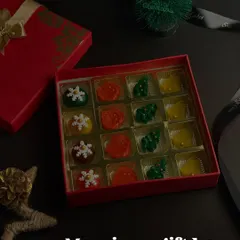 A classic Christmas treat, this Marzipan gift box contains colorful, handcrafted cashew marzipan sweets. They are a perfect addition to any festive hamper or as a standalone gift.