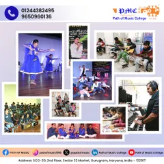 This collage captures the vibrant spirit of our student community. From classical dance performances and group guitar lessons to keyboard practice and vocal sessions, we provide a platform for every student to shine.