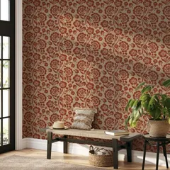 An entryway featuring our Autumn Blossom wallpaper creates a welcoming and stylish first impression. The floral pattern adds a touch of nature-inspired elegance to the home.