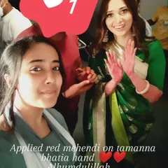 It was an absolute honor to apply red mehendi for the wonderful actress Tamanna Bhatia. Working with celebrities is always a joy and a confirmation of my professional artistry.