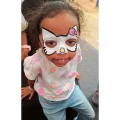 Here's a super cute Hello Kitty full-face design. I focus on clean lines and the signature pink bow to bring this adorable character to life for your little one's special day.