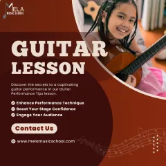 Our guitar lessons are designed to do more than just teach chords. We focus on enhancing performance technique, boosting stage confidence, and engaging an audience.