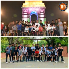 Building team spirit off the field. My players enjoying a team outing and picnic, with a memorable visit to the India Gate in Delhi.