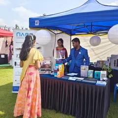 Here, a team member provides a one-on-one demonstration of our smart devices at the Brigade School Annual Day event. We enjoy showing how our technology can be practically applied to improve daily life and work.