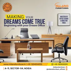 We create complete office environments that are built for productivity. This setup shows a director's table with a matching side unit and ergonomic chairs, demonstrating how we can furnish an entire cabin with a cohesive and professional aesthetic.