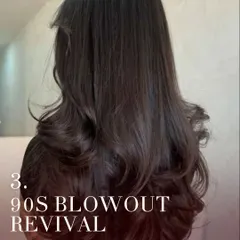 The 90s blowout is back and better than ever. This style is all about creating big, bouncy volume and beautiful movement, giving the hair a lifted and structured look that is full of life.