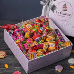 Why burst crackers when you can eat them? Our Diwali Dhamaka Cracker Box is one of our most popular festive offerings. It's filled with gourmet chocolates in assorted Indian fusion flavors like Rasmalai and classic ones like salted caramel.