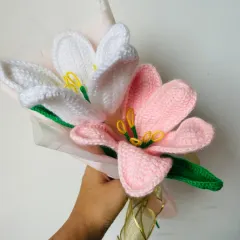 A delicate bouquet of everlasting lilies. I made these in soft pink and white, and they are a beautiful gift for an anniversary, wedding, or just because.