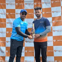 Celebrating the Best Bowler of the Tournament. Likith from the Switch Lions showed an exceptional performance, taking 6 wickets and changing the game for his team.