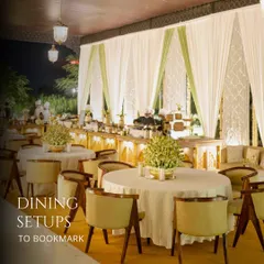 A beautiful dining setup is crucial for guest experience. This collage showcases various dining arrangements I have designed, from elegant ballroom receptions to casual outdoor brunches.