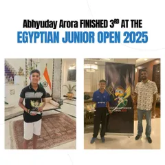Abhyuday Arora's incredible performance to finish 3rd at the Egyptian Junior Open. Seeded 33/64, he beat the 3/4 seed, showing massive mental and physical strength.