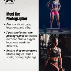 Find the right photographer. It's crucial to work with someone who understands fitness angles, lighting, and how to capture pump shots. I personally met my photographer weeks in advance to finalize locations.