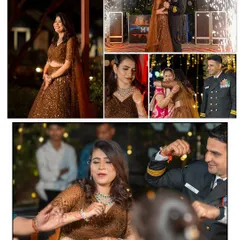 A collage of moments from a beautiful engagement ceremony, from the ring exchange and fireworks to dancing and family hugs.