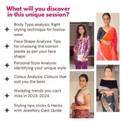 What will you discover in my unique styling session? I cover everything from body type and color analysis to the latest wedding trends and jewelry care.