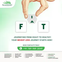 This graphic represents the transformative journey from "heavy to healthy." It symbolizes the first step in a weight loss journey, inviting users to begin their transformation with our supportive and effective Ayurvedic programs.