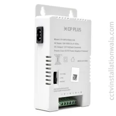 A stable power supply is crucial for a reliable CCTV system. This is a 4-channel, 12V 5AMP SMPS from CP Plus, designed to power a small camera setup efficiently.